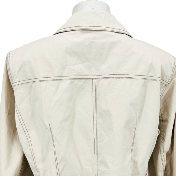 Braetan Women's Belted Lined Beige Jacket Size L Buttons Closure Collared - Picture 6 of 13